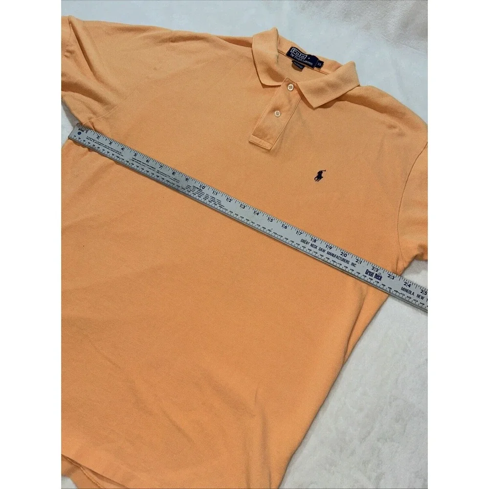 Ralph‎ Lauren Short Sleeve Polo Shirt, Light Orange, Embroidered, Mens XL